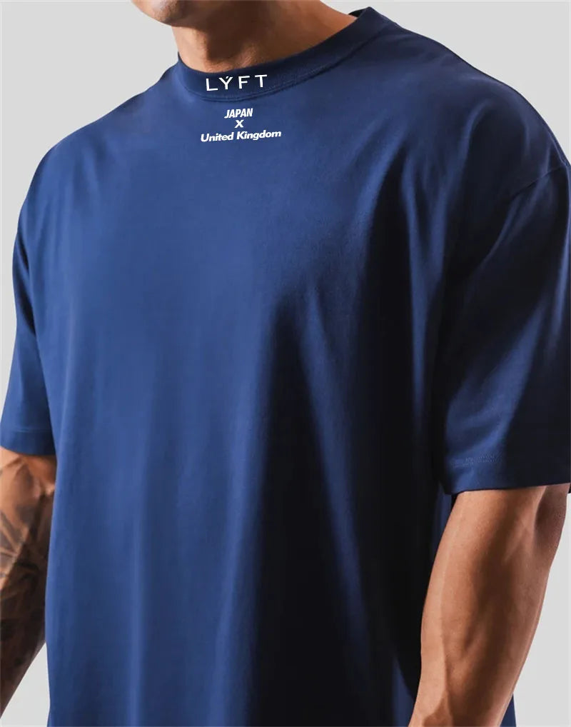 LYFT 100% Baumwolle Herren Gym T-Shirt Lockerer Schnitt Kurzarm Sport Fitness Laufen Workout Trainingsshirt in den Größen M bis XXXL Hauptbild