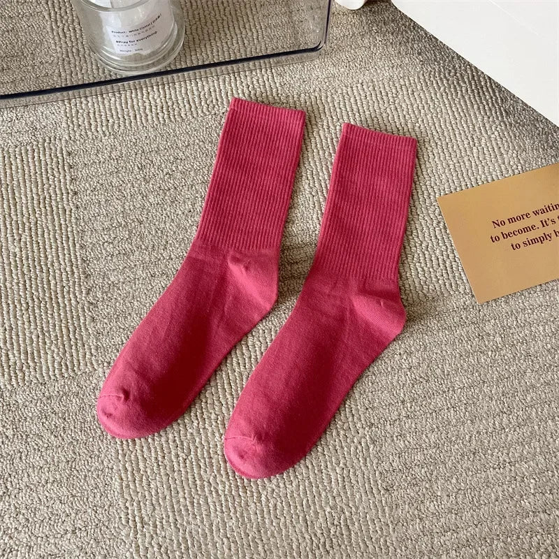 33 Farben Sommer Baumwolle Weiche Socken Fröhlich Bunte Damen Mid-Tube Strümpfe Modetrend Rot Grün Knöchelsocken Herbst Strumpfwaren