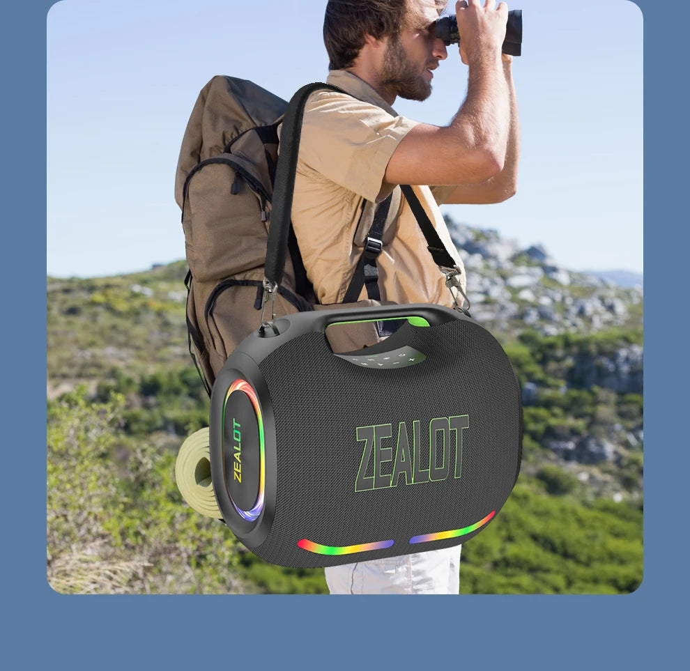 ZEALOT ZE21 250W kabelloser Lautsprecher, tragbar für Outdoor, 48000mAh lange Akkulaufzeit, mit RGB-Farblichtern, bis zu 18 Stunden Wiedergabezeit.