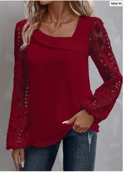Mode Weiße Spitze Bluse Damen 2023 Neuheiten Hemden und Blusen Elegant Weiblich Locker Langarm Oberteile
