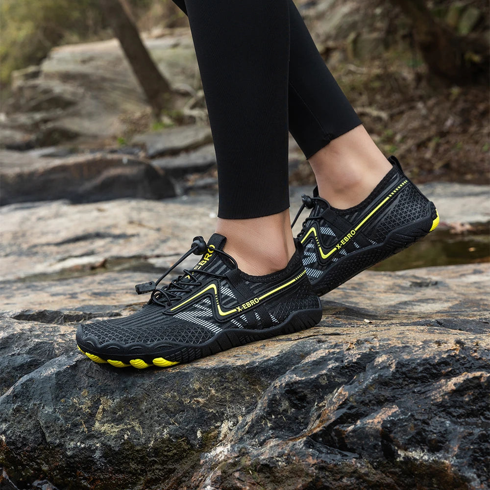 Oiaano Barfußschuhe Herren Schwarz Damen Wassernetz Minimalistische Sneaker Sport Aqua Strand Weiche Sohle Leicht Atmungsaktiv Outdoor Wandern