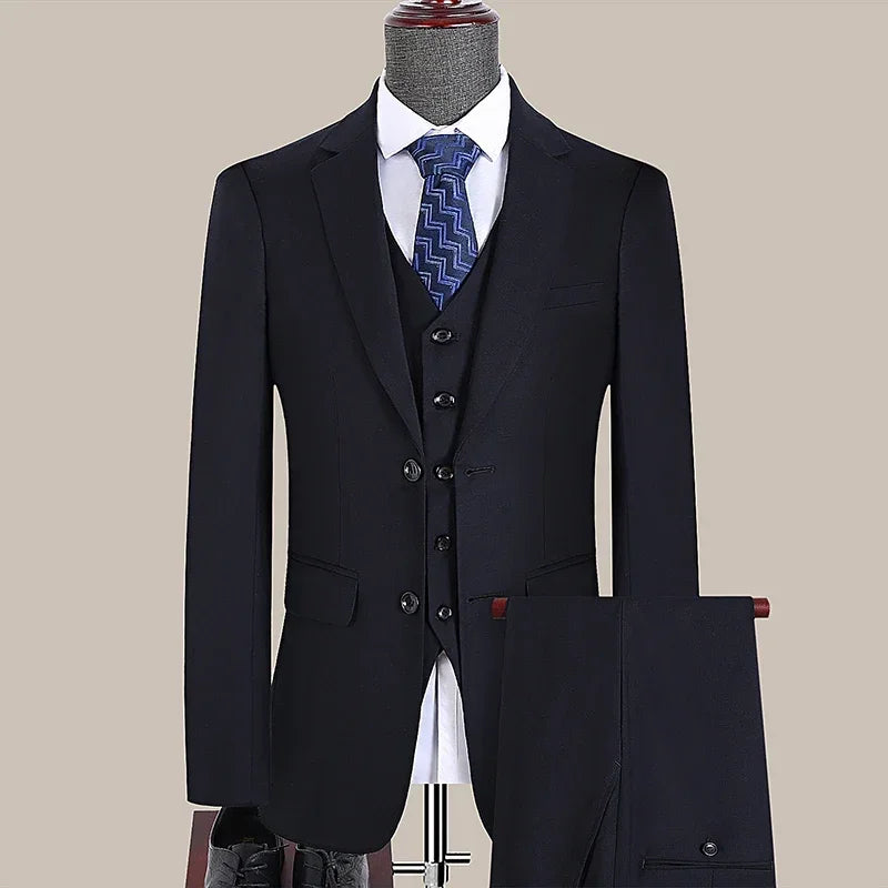 S-7XL Anzug Neu (Sakko + Weste + Hose) Koreanische Version der Slim-Fit-Arbeitskleidung Mode Business Herren Freizeit Hochzeits Gentleman-Anzug