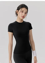 Frühlings- und Sommer-Yoga-Kleidung, kurzärmlig, nackt, eng anliegend, Fitness-Kleidung für Damen, Outdoor-Laufen, Training, Sport-T-Shirt
