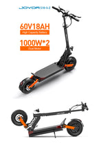 JOYOR S10-S-Z E-Scooter 60V 18Ah Doppelmotor 2000W 10 Zoll Reifen Erwachsenen E-Scooter Schwarz Höchstgeschwindigkeit 65km/h Reichweite 70-85km
