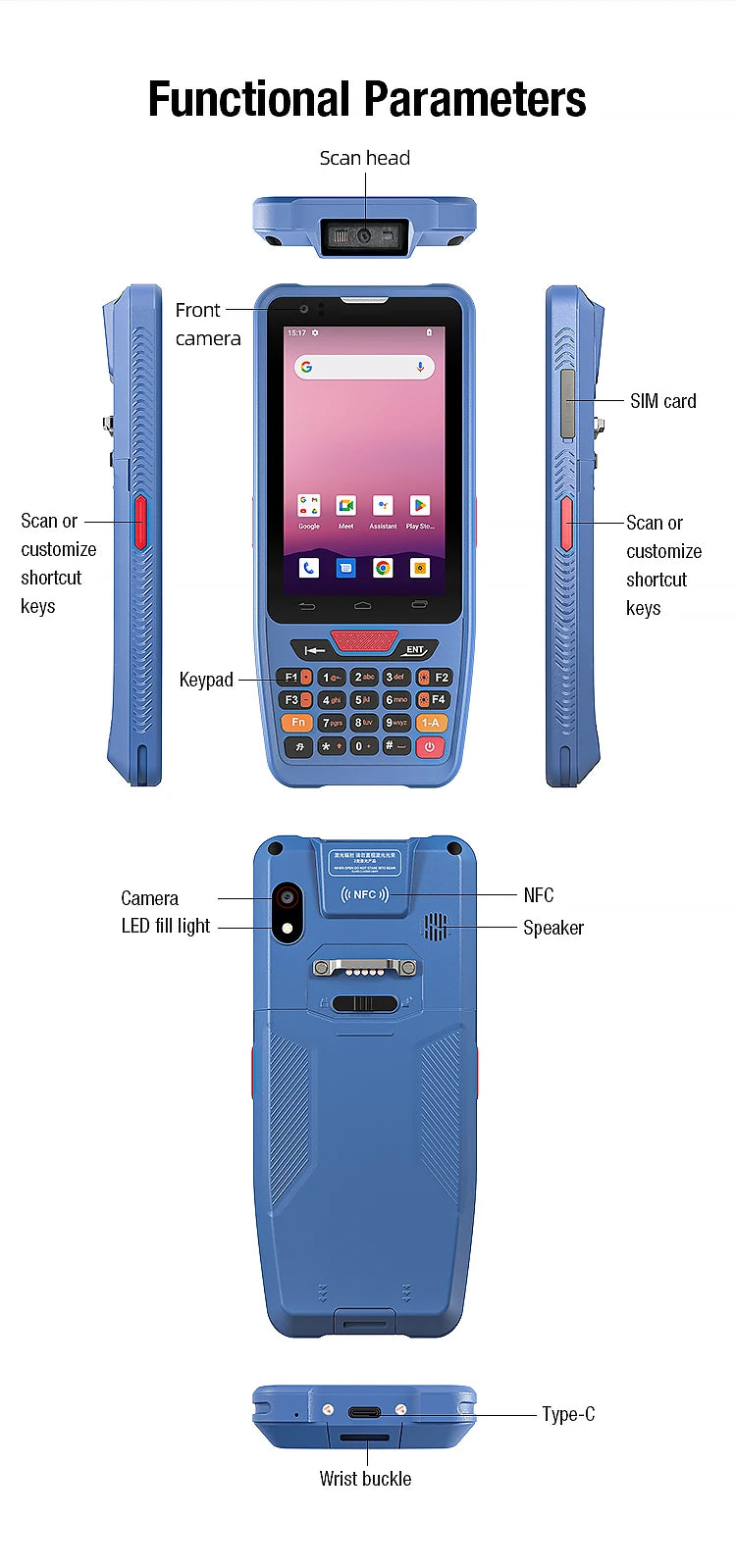 IP67 4 Zoll wasserdichter robuster Industrie-PDA Handheld Android PDA Tragbares Datenterminal NFC Datensammler für Inventur