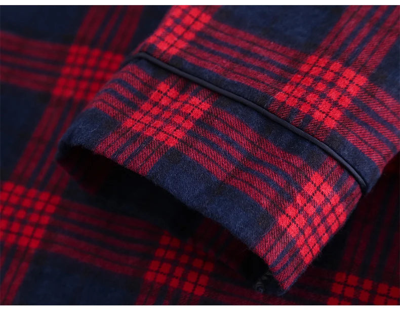 Herren-Hausanzüge Langärmelige Hosenanzüge für Herbst und Winter Pyjamas für Herren Flanell Kariertes Design Pyjamas für Herren