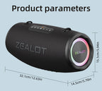 ZEALOT-S87 Outdoor Tragbarer kabelloser Bluetooth-Lautsprecher 80 W Hochleistungssubwoofer IPX6 Wasserdicht Camping