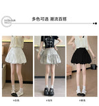 Süße Schleifen Plissierte Flauschige Röcke für Damen Sommer Koreanischer Stil Elastische Taille Laternenrock Damen Lockerer Weißer A-Linien Minirock