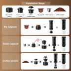 Kabellose elektrische tragbare Espresso-Kaffeemaschine für Auto & Zuhause, Camping-Kaffeemaschine, 3-in-1 Kapsel-Pulver-Reisekaffeemaschine