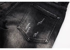 Street Fashion Herren Eng Schwarz Grau Jeans Retro Elastische Schlankmachende Split-Style Jeans Herren Retro Designer Brand Jeans Hombre