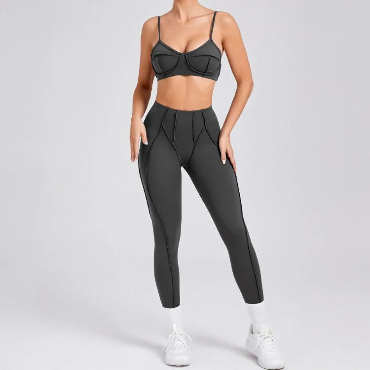 Nahtlose Yoga-Sets Sport-Fitness Hochbund-Hüfthebe-Formhose Rückenfreier BH-Anzug Workout-Gym-Leggings-Sets für Damen