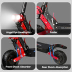 SUNNIGOO X7/X7PRO Elektroroller 3600W Doppelmotor Leistungsstark Max. Geschwindigkeit 60-65km/h 11 Zoll Offroad-Reifen Faltbarer Leistungsstarker E-Scooter 60KM Reichweite Wasserdicht IP54 NFC-Sperre Duale Bremsen All-Terrain-Scooter