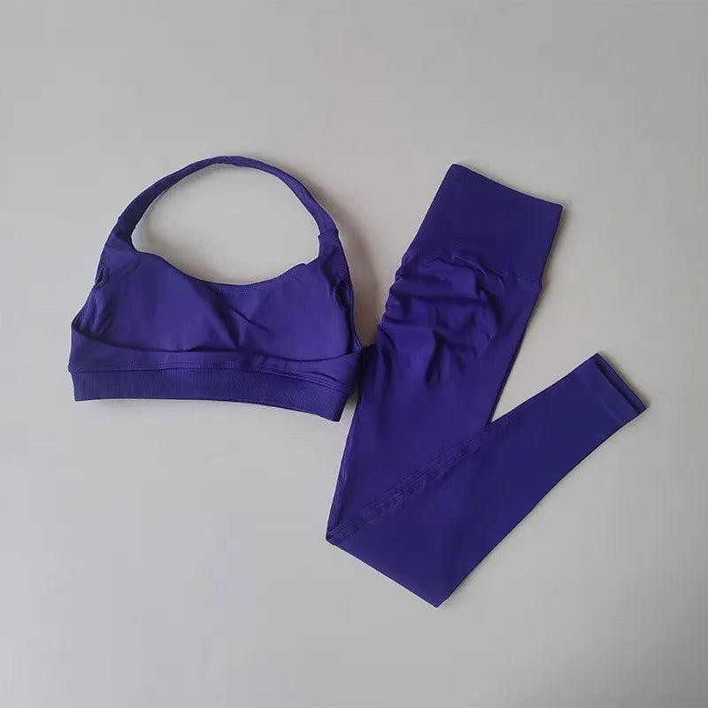 Nahtloses Yoga-Set für Damen, Beauty-Rücken-Sport-BH, Unterwäsche, Pfirsich-Po-Fitness, hohe Taille, Leggings, Gymnastik-Yoga-Set, Pilates-Set