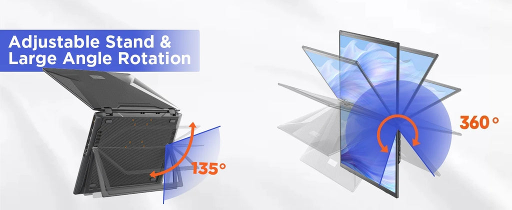 UPERFECT Delta 15.6" Dual Portable Monitor For Laptop Screen Extender 1080P HDR 360° Folding Stacked with Stand For Laptop PC