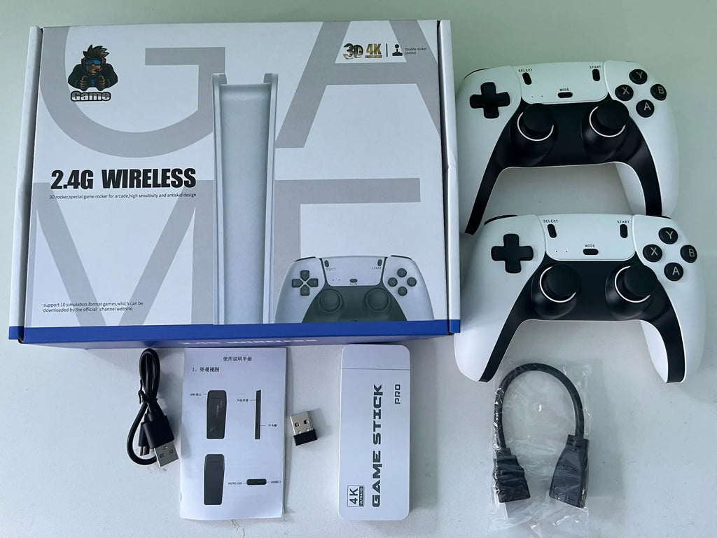 4K 64G Retro-Spielkonsole: M15 Game Stick mit über 40.000 klassischen Arcade-Spielen, zwei kabellosen Controllern und 2-Spieler-TV-System