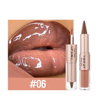 Schwarzer brauner, spitz zulaufender Lipliner-Konturenstift, doppelseitiger Spiegel, aufpolsternder Lippenglanz, kristallklarer Lipgloss, sexy roter Lippen-Tint-Make-up