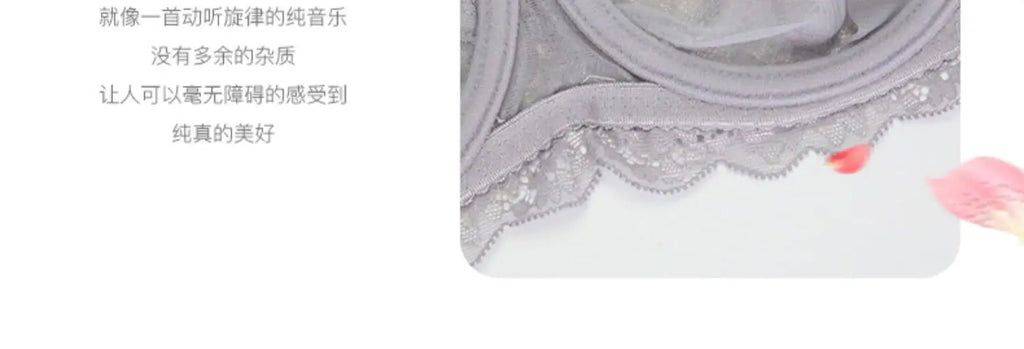MOYISU Sommer-Dessous-Set, transparenter französischer Spitze, Minimizer-BH, Slip, ultradünn, sexy Damenunterwäsche, großer Busen, sexy Po & Höschen