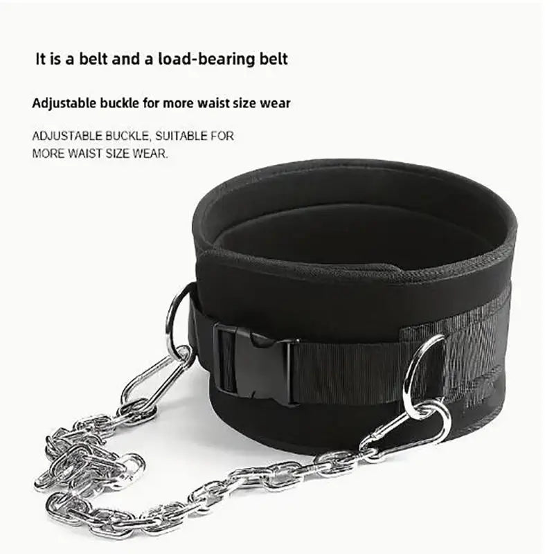 Thicken Weight Lifting Belt With Chain Dipping For Pull Up Carrying Fitness Back Muscle Strength Training