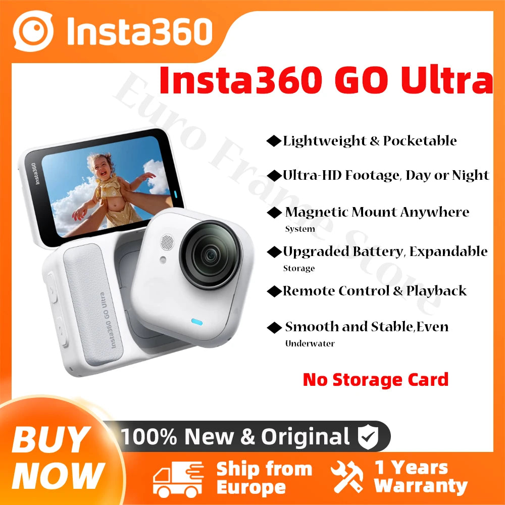 Insta360 GO Ultra Action-Kamera POV freihändig 4K 60fps Ultra-HD FlowState-Stabilisierung Insta 360 GO Ultra