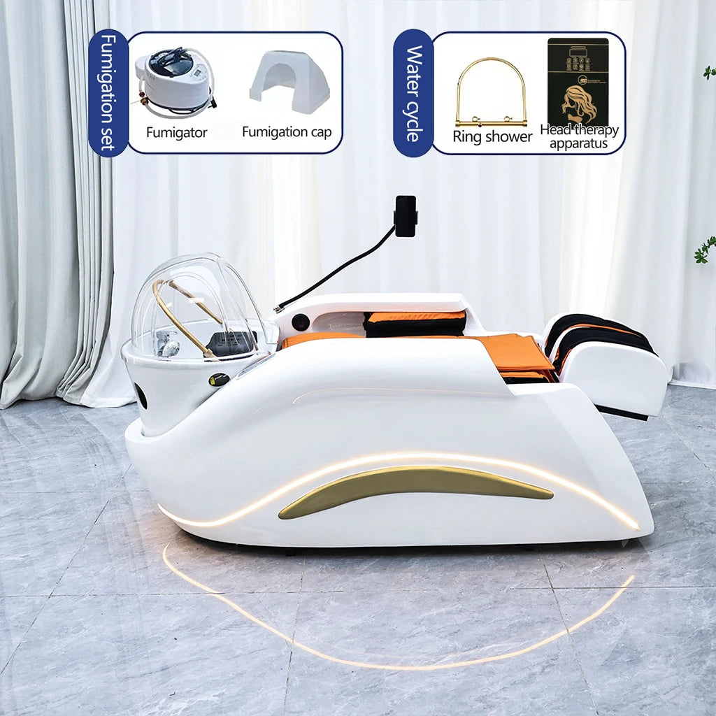 Professionelles, beliebtes elektrisches Salon-Kopfwäschebett mit Kopftherapie und Dampfgerät