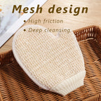 2-in-1 Körperpeeling-Duschhandschuh, 1 Stück Natürlicher Baumwoll-Leinen-Peeling-Handschuh mit Netzstruktur für das Home Spa