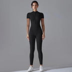 Ärmelloser Yoga-Jumpsuit mit Reißverschluss, schnelltrocknender, atmungsaktiver, figurbetonter Outdoor-Sport-Jumpsuit, Fitnessanzug
