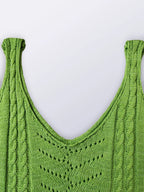 Frühling Sommer Lässiger V-Ausschnitt Aushöhlen Strickweste Einfarbige Ärmellose Tops Orange Grün Weiß Khaki 2026 Damenbekleidung