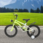 16 Zoll Kinderfahrrad Carbonstahl Mountainbike mit Stützrädern & LED-Licht für 5-8 Jahre, Höhenverstellbar, 60kg