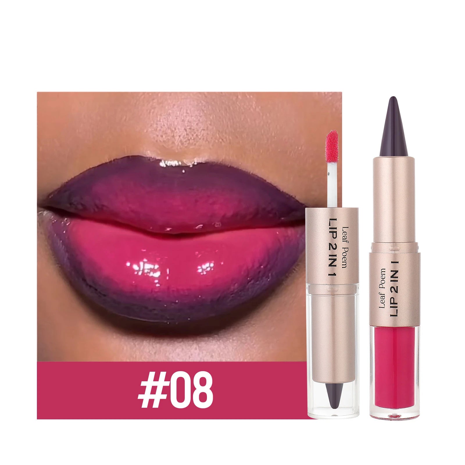 Schwarzer brauner, spitz zulaufender Lipliner-Konturenstift, doppelseitiger Spiegel, aufpolsternder Lippenglanz, kristallklarer Lipgloss, sexy roter Lippen-Tint-Make-up