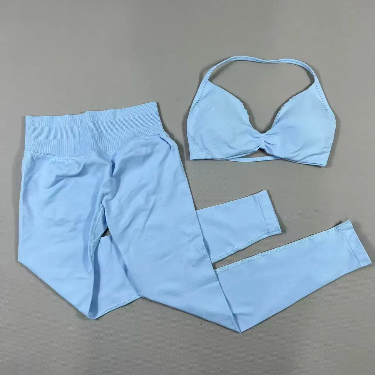 UETEEY Set für Damen, Trägerloser Yoga-BH, Sport-Top, Workout-Leggings-Set, Nahtloses Fitnessstudio-Set, Fitnesskleidung, Outfit, Activewear