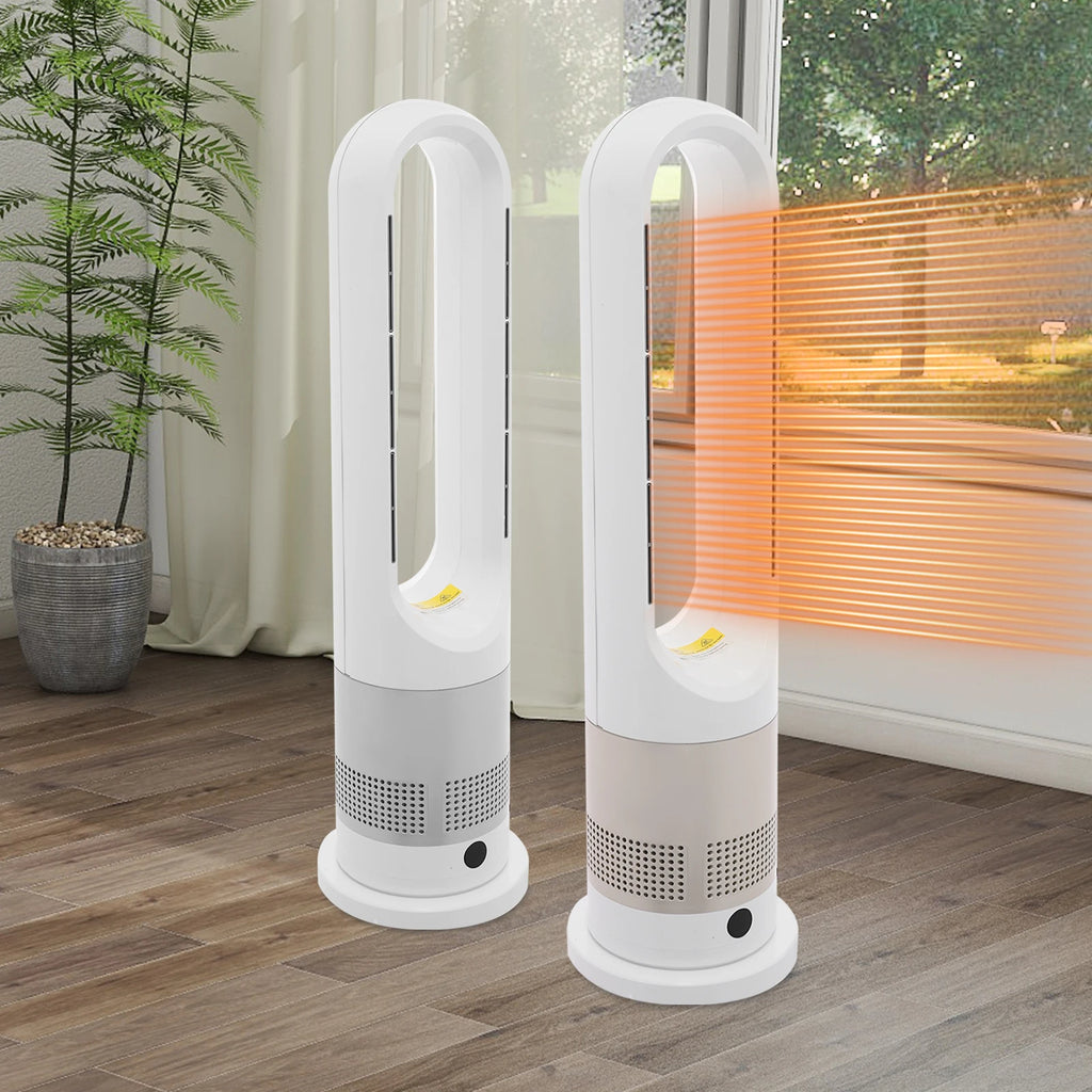 Blattloser Ventilator zum Kühlen und Heizen 220 V mit Timer, Fernbedienung, 8 Windstärken, leise, für Zuhause, Klimaanlage, Heizung, LED-Anzeige