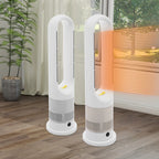 Blattloser Ventilator zum Kühlen und Heizen 220 V mit Timer, Fernbedienung, 8 Windstärken, leise, für Zuhause, Klimaanlage, Heizung, LED-Anzeige