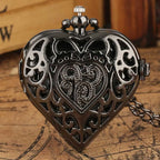 Stylish romantic heart-shaped diamond quartz women's necklace pocket watch souvenir gift for girls