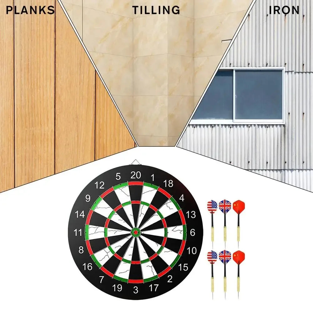 Pro Flocking Dartboard 15-Zoll Turnier Indoor Hänge-Zielscheibe mit 6 Darts - Stabile Scheibe für Weihnachts- und Geburtstagsfeiern