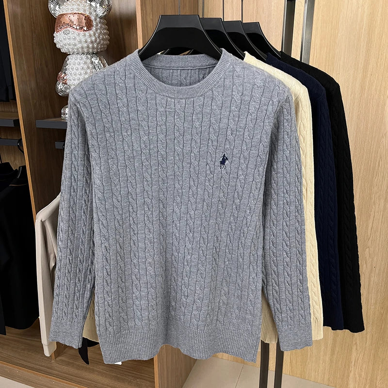 Luxus Herrenmarke Frühling Hochwertiger Strickpullover Rundhals Jacquard-Stickerei Langarm Pullover Freizeit Mode Herren C