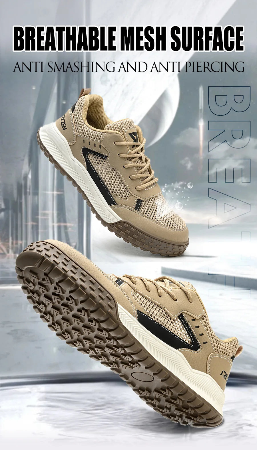 Sicherheitsschuhe Herren S3 mit Stahlkappenstiefel, EU Standard Kevlar Arbeitsschuhe Herren Leichtgewicht, CN39-46 Schutzarbeitsschuhe Damen