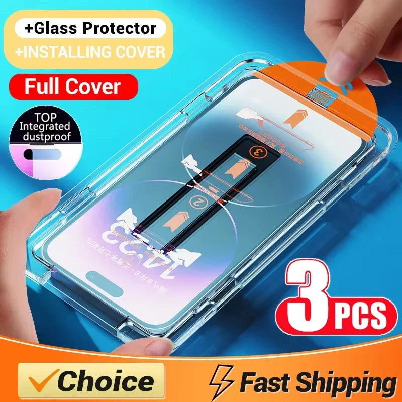 Oleophobe, staubfreie Displayschutzfolie für iPhone 17 Pro Max 16 15 13 11 12 14 Pro Max SE 7 8 XR Einfache Installation Glas Hauptbild