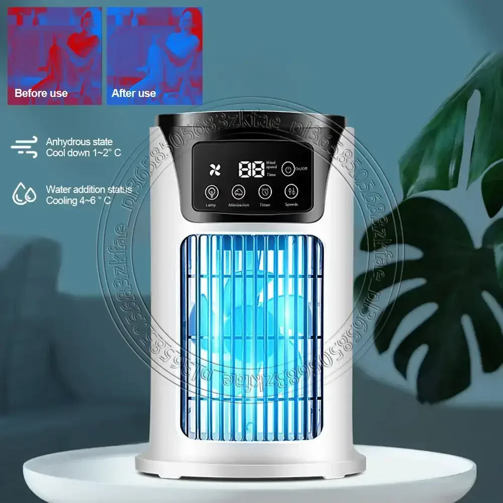 Multifunktionaler Verdunstungsventilator Tragbare Kalte Klimaanlage Kleiner Luftkühler Natürlicher Luftgekühlter Ventilator für den Schreibtisch
