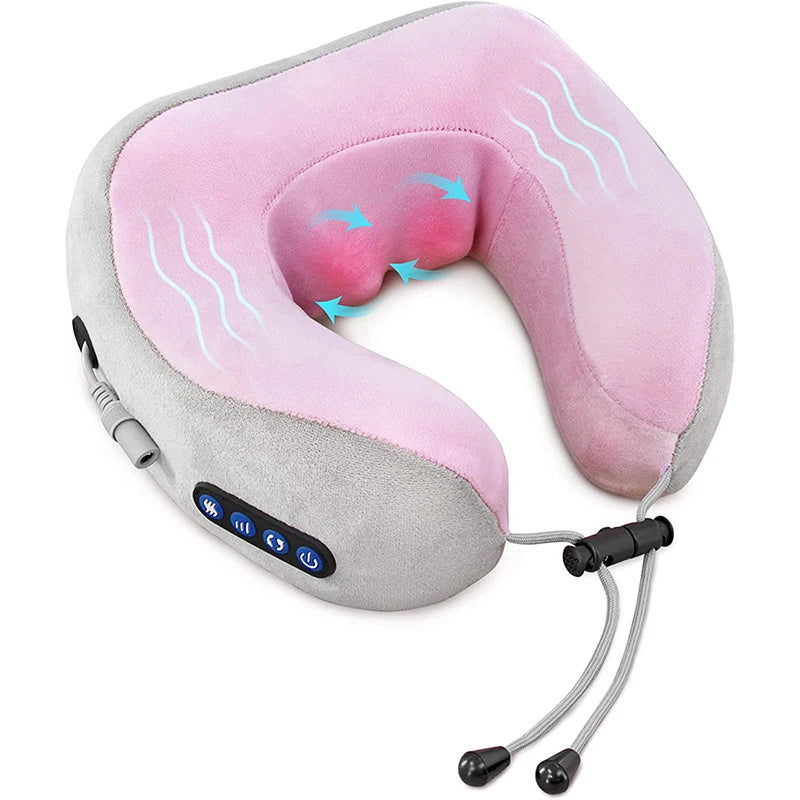 Elektrisches Nackenmassagegerät mit Wärme, Vibration, 3D-Knet-Shiatsu-Massage, U-förmiges Kissen zur Linderung von Schulter- und Nackenschmerzen und Müdigkeit