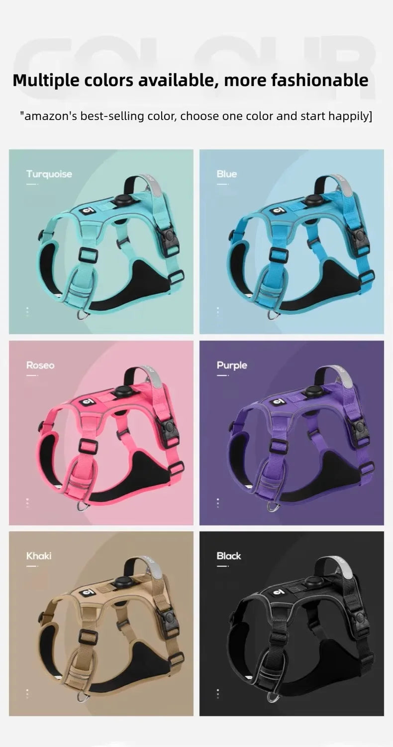 Anti Pull Dog Harness for Large Medium Dogs Reflective Escape Proof Tracker Chest Strap Breathable Adjustable Pet Supplies