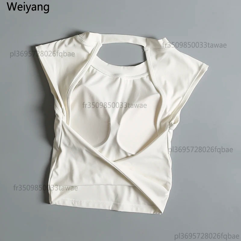 Sexy rückenfreies Sport-Top für Damen, fester Brustpolster, eng anliegendes, schnell trocknendes, schlankes Yoga-Oberteil, atmungsaktives Fitness-Shirt