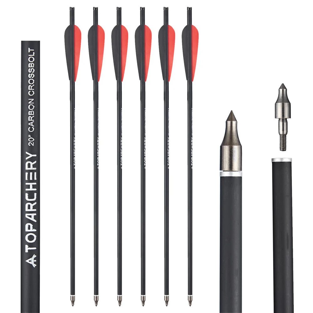 Carbon-Armbrustpfeil mit ersetzter Pfeilspitze, Bogenschießbolzen, Schießzubehör, Jagd, ID8.8, AD7.6, 20"