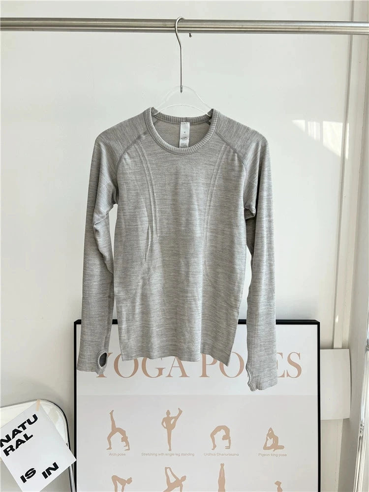 Seamless Yoga Top Women Long Sleeve Workout Shirt for Women Training Gym Clothes Stretchy Turtleneck Sportswear Activewear