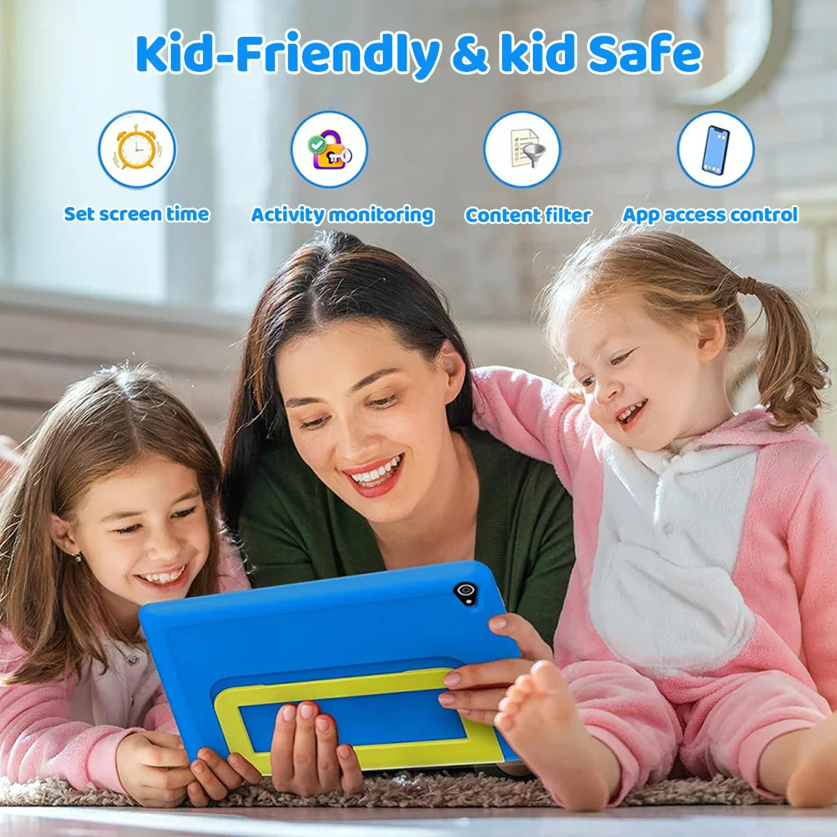 Kinder-Tablet Android 15 Tablet für Kinder 10 Zoll 20GB+64GB 8-Kern mit Hülle 1TB TF erweiterbar für Kleinkinder Kinder Kindersicherung