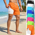 Herren-Badehose mit Kompressionsfutter, Handytasche, schnell trocknend, Badeshorts, Strandshorts, Bademode