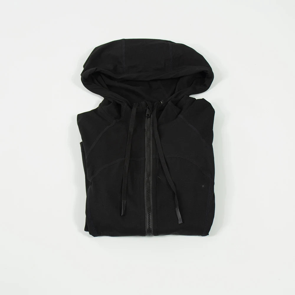 Damen Kapuzen-Sportanzug für Outdoor, Laufen, Fitness und Yoga, atmungsaktiv, lange Ärmel, Strickjacke