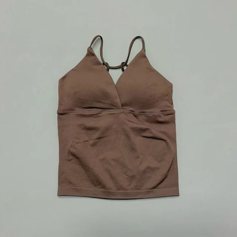 Vision Twist Front Longline Top Damen Gym Tank Yoga Oberteile Schnelltrocknend Dünne Träger Hochelastisches Lauf-Tanktop Push-up Fitness-Weste
