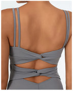 Greenora Damen Workout Strampler Sexy Rückenfrei Yoga Overall Eng Anliegend Body Fitness Activewear Ärmellose Sportbekleidung Einteiler