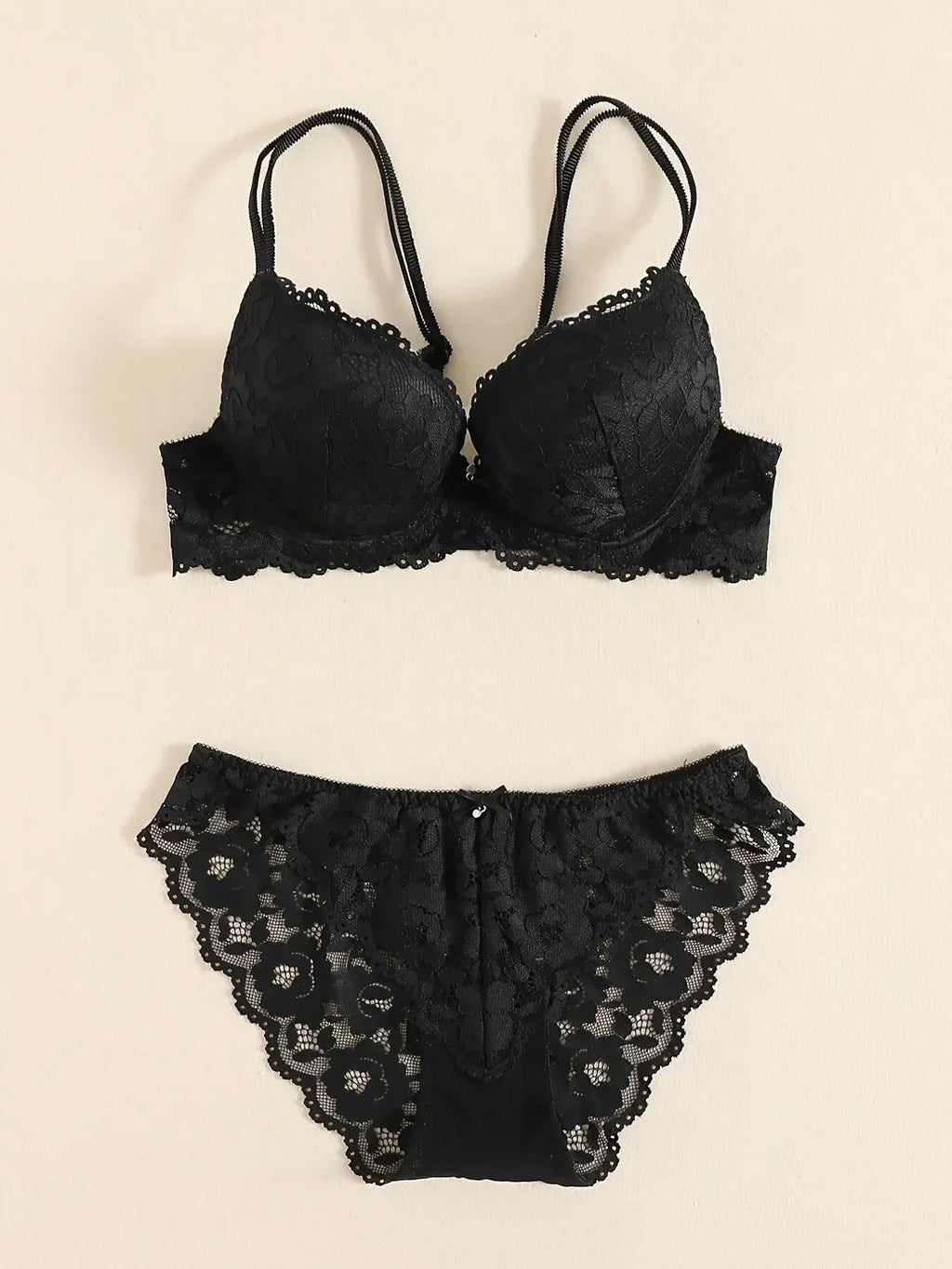 1 Set Elegantes Dessous-Set aus Spitze mit Stickerei und atmungsaktivem Stoff: Push-Up-BH, transparenter Schlüpfer mit tiefem Bund – das ultimative Valentinstagsgeschenk