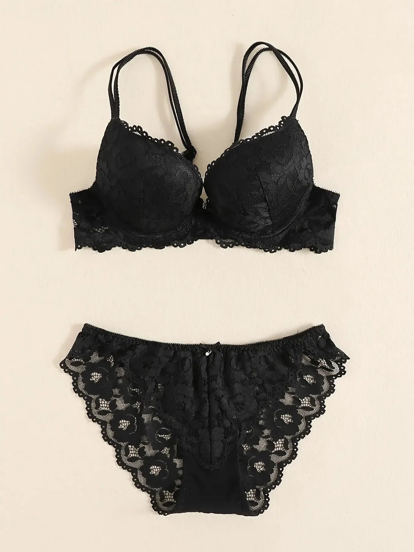 1 Set Elegantes Dessous-Set aus Spitze mit Stickerei und atmungsaktivem Stoff: Push-Up-BH, transparenter Schlüpfer mit tiefem Bund – das ultimative Valentinstagsgeschenk